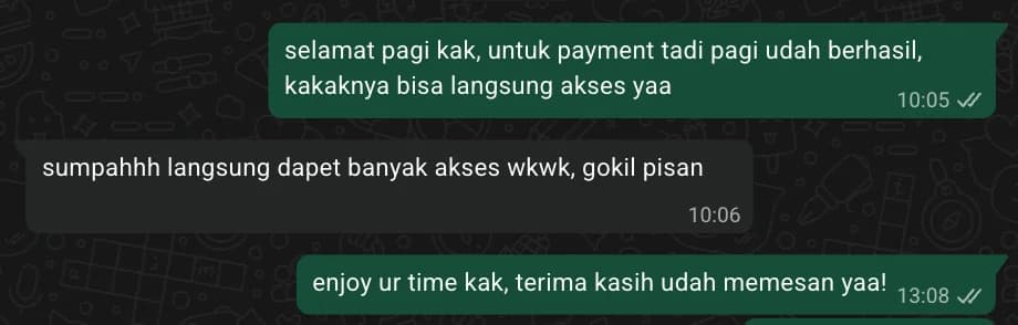 Percakapan pelanggan dengan tim SatuBox soal aktivasi aplikasi premium